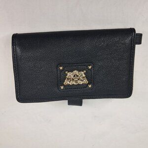 Juicy Couture Tech Wallet Wristlet Black Gold Leather